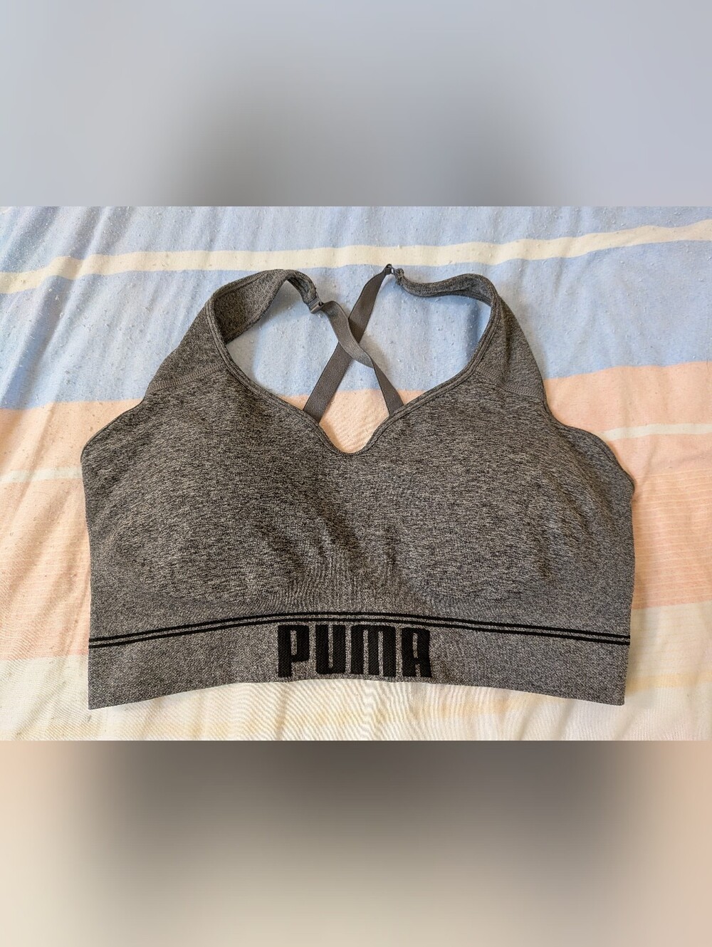 Puma Gray Seamless Crisscross Sports Bra